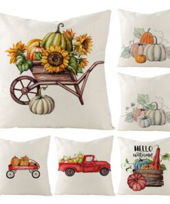 Cushion Cover Printing Pumpkin Linen Pillowcase Sofa